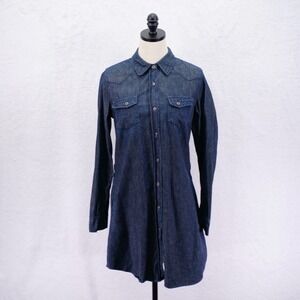 Adriano Goldschmied -Large-‎ Chambray  Blue Button Front Dress Western Style